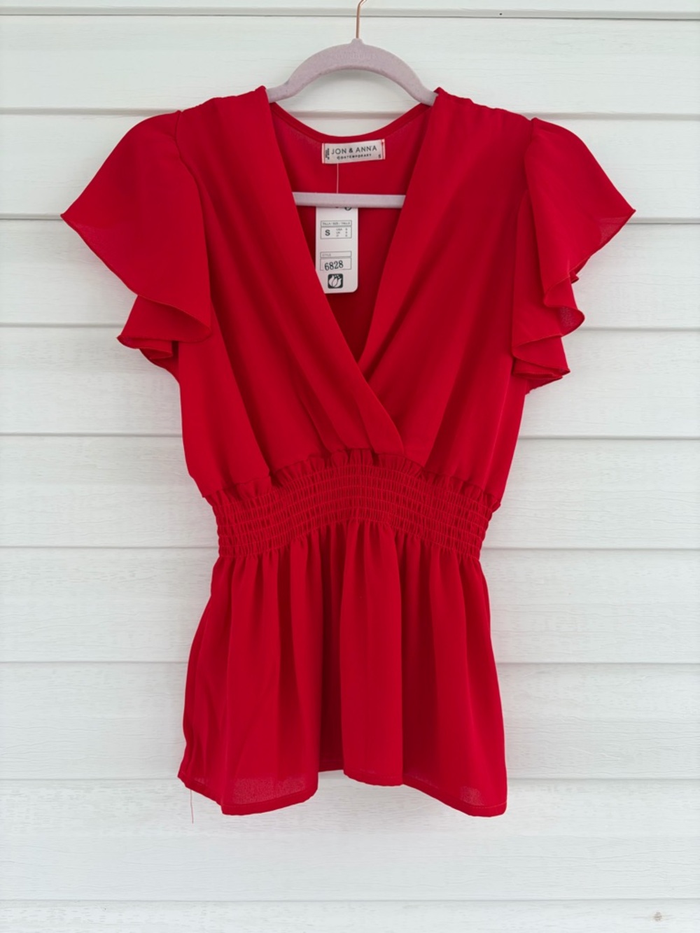 Jon & Anna Vibrant Red Blouse Feminine Flowy Statement Top